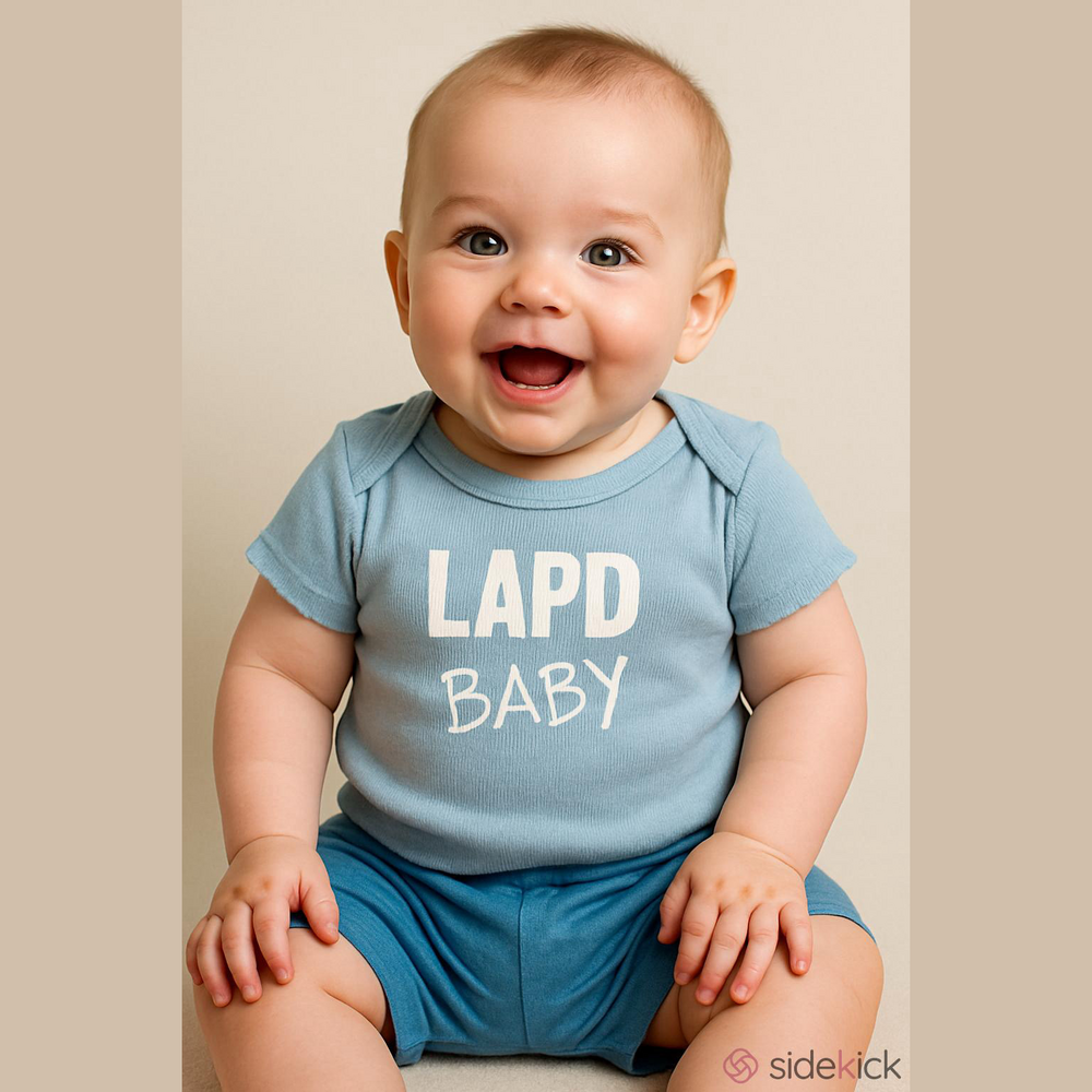 Hanes Playwear Baby Tee in Light Blue with White Logo
